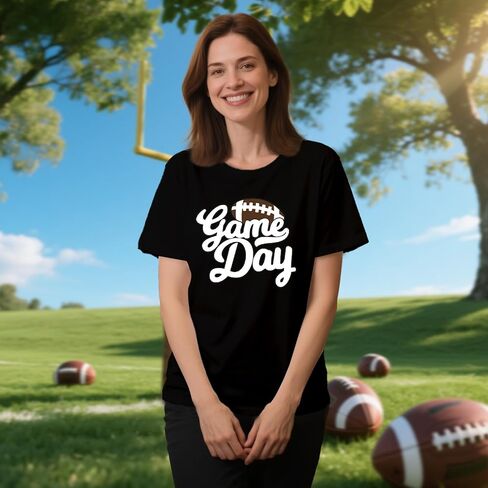 Football Shirt for Women Game Day Crewneck Cute Tee Tops Football Sunday Funday Short Sleeve T-Shirt in Kuwait