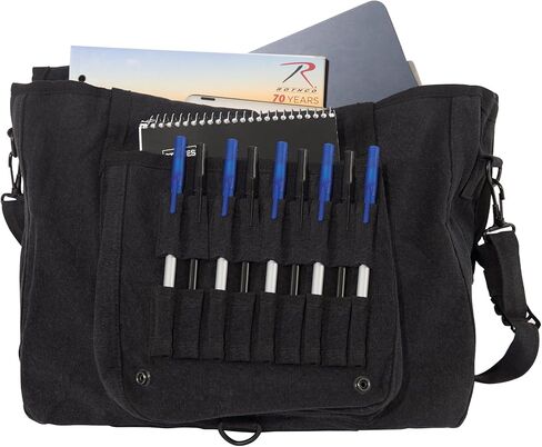 Rothco Bio-Hazard Vintage Canvas Messenger Bag ، Black in Saudi Arabia