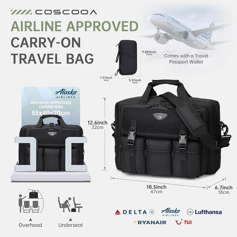 Stypos Large Tactical Laptop Bag for Men,17.3 Inch Computer Bag Briefcase with Passport Wallet, Carry on Messenger Bag in Saudi Arabia