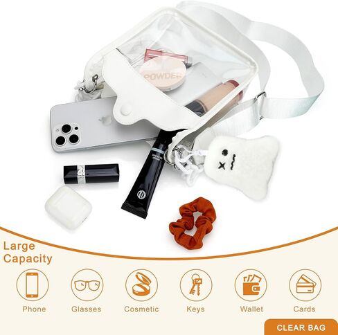 DOB SECHS Clear Crossbody Purse Bag - Clear Messenger Bag for Stadium Concerts & Sporting Events in Kuwait