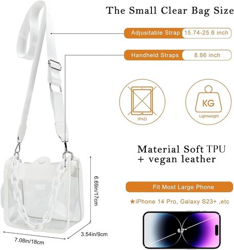 DOB SECHS Clear Crossbody Purse Bag - Clear Messenger Bag for Stadium Concerts & Sporting Events in Kuwait