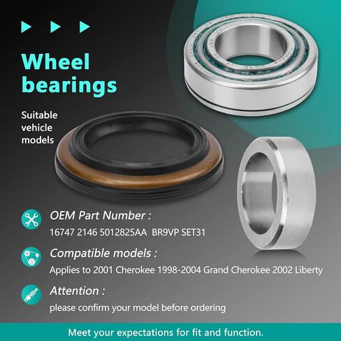 16747 ABS Beal Wheel Bearing and Seal Set Fits 1998-2004 Grand Cherokee ، 2002 Liberty يحل محل 2146 ، 5012825AA ، A49 ، BR9VP ، Set31 in Kuwait