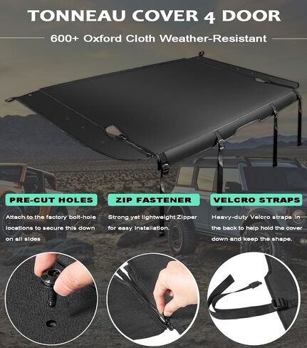 تغطية تونو متوافقة مع 2021-2025 فورد برونكو 4 أبواب ، 600D Oxford Cloth Strunk Cover Cover Cover Cover 21-25 Bronco Associory in Saudi Arabia