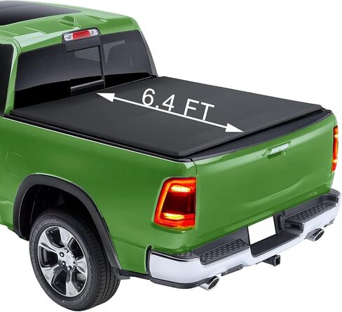 Pensun 6.4ft quad-quad-fold bed cover tonneau for 2002-2025 Dodge Ram 1500 2500 3500 بدون Ram Box ، غطاء Tonneau الأسود in Kuwait