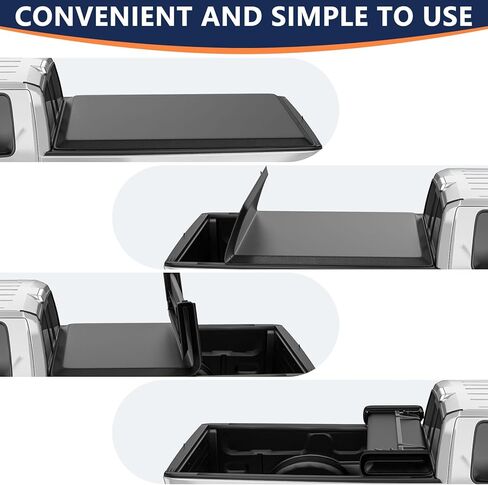 Pensun 6.4ft quad-quad-fold bed cover tonneau for 2002-2025 Dodge Ram 1500 2500 3500 بدون Ram Box ، غطاء Tonneau الأسود in Kuwait