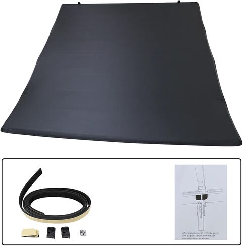 Pensun 6.4ft quad-quad-fold bed cover tonneau for 2002-2025 Dodge Ram 1500 2500 3500 بدون Ram Box ، غطاء Tonneau الأسود in Kuwait
