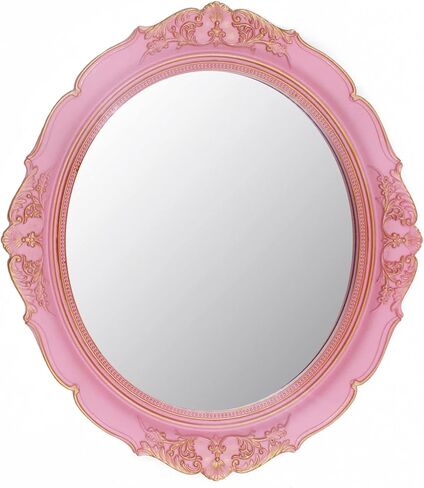 Vintage Decorative Wall Mirror 14.8 x 13.1 Inch Oval Mirror（Pink） in Kuwait