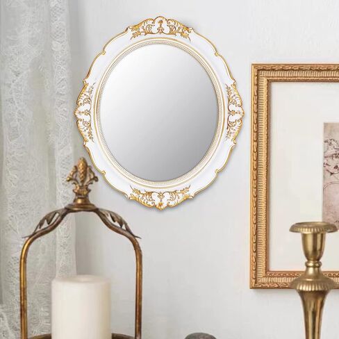 Vintage Decorative Wall Mirror 14.8 x 13.1 Inch Oval Mirror（Pink） in Kuwait