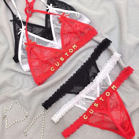 Custom Thong with Name on it,Personalized Underwear for Women,Sexy Lace Lingerie Panties,Anniversary/Valentines Gift in Saudi Arabia