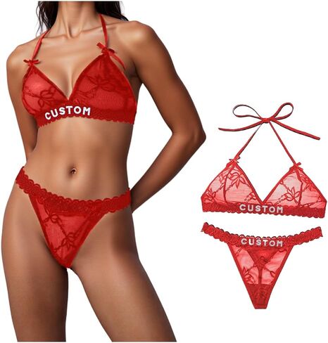 Custom Thong with Name on it,Personalized Underwear for Women,Sexy Lace Lingerie Panties,Anniversary/Valentines Gift in Saudi Arabia