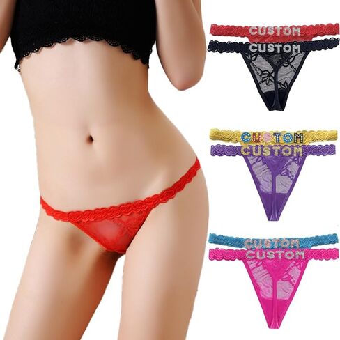 Custom Thong with Name on it,Personalized Underwear for Women,Sexy Lace Lingerie Panties,Anniversary/Valentines Gift in Saudi Arabia