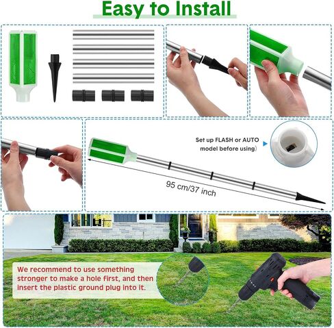 Macarrie 6 Pcs Solar Powered Driveway Markers Reflector Lights Landscape Driveway Reflectors on Poles for Snow Road Outdoor Yard(37 Inch,Green) in Saudi Arabia