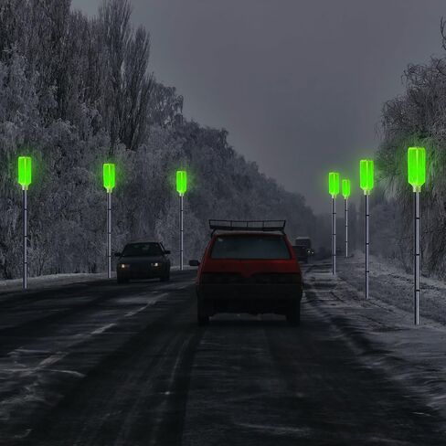 Macarrie 6 Pcs Solar Powered Driveway Markers Reflector Lights Landscape Driveway Reflectors on Poles for Snow Road Outdoor Yard(37 Inch,Green) in Saudi Arabia