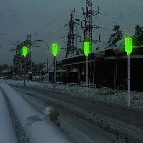 Macarrie 6 Pcs Solar Powered Driveway Markers Reflector Lights Landscape Driveway Reflectors on Poles for Snow Road Outdoor Yard(37 Inch,Green) in Saudi Arabia