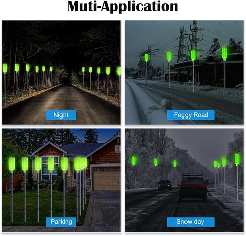 Macarrie 6 Pcs Solar Powered Driveway Markers Reflector Lights Landscape Driveway Reflectors on Poles for Snow Road Outdoor Yard(37 Inch,Green) in Saudi Arabia
