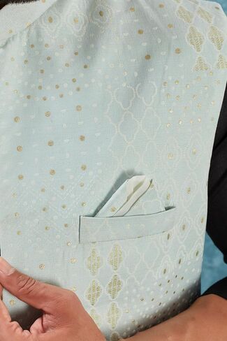 Indian Traditional Jacquard Open Waistcoat Weddings Festive Occasions Nehru Jacket For Men in Kuwait