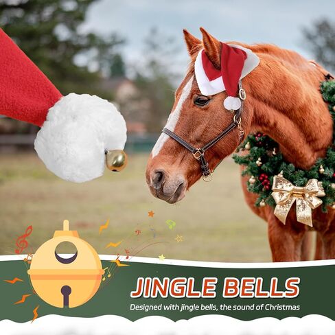 Santa Hat Fleece Horse Fly Ear Bonnet for Christmas Parade Horse Costume Holiday in Kuwait