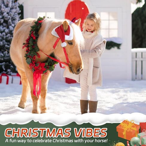Santa Hat Fleece Horse Fly Ear Bonnet for Christmas Parade Horse Costume Holiday in Kuwait