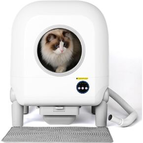Automatic Self Cleaning Cat Litter Box, App Control Smart Litter Box with 100L X-Large Space, Superior Security System Protection with Dual Sensors, Odor Ventilating Pipe Protect Fresh Air in Kuwait