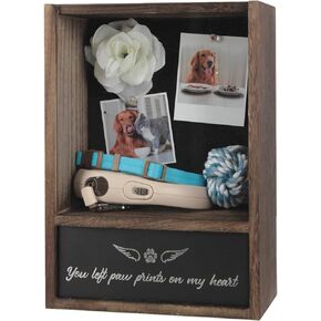 J JACKCUBE DESIGN Pet Memorial Shadow Box, Memorial Gift Frame Pet Urn for Ashes Display Case for Dogs & Cats Remembrance Memory Keepsake -MK1077A