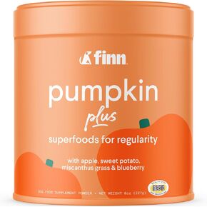 Finn Pumpkin Plus: Fast-Acting Digestive Relief for Loose Stool, Constipation, and Sensitive Stomachs | Superfood Meal Topper Powder for Dogs