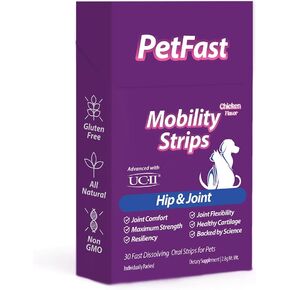 Mobility Strips for Hip & Joint - Fast-Acting Oral Supplement with UC-II® for Dogs and Cats - Joint Health Support with Boswellia, Choline, Vitamin E & D3 - Fast Dissolving Strips