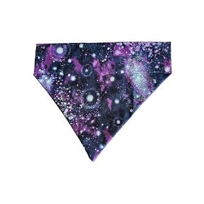 Purple Glitter Galaxy Over the Collar Dog Bandana That Slips onto Their Existing Collar Size (XXL)