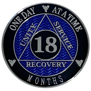18 Months AA Silver Color Plated Coin, Medallion, Recovery Chip, 12 Step Token