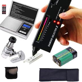 Diamond Tester Pen, High Accuracy Jewelry Diamond Tester＋200g/0.01g Mini Jewelry Scale＋60X Mini LED Magnifying, Professional Diamond Selector for Novice and Expert, Thermal Conductivity Meter in Saudi Arabia