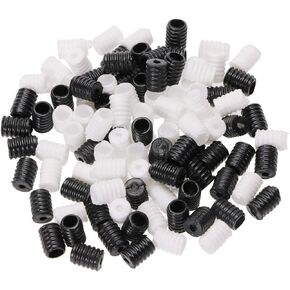 Penta Angel Cord Locks Toggles 100Pcs Black & White Silicone Adjustable Non Slip Stopper Soft Plastic Round Elastic Adjustable Buckle for Drawstring Rope String