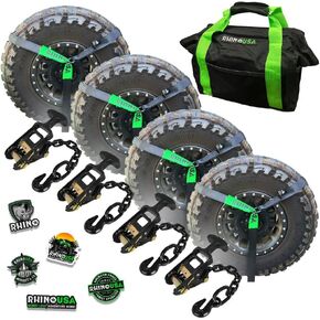 Rhino USA Ratchet Car Tie Down Straps (4PK) - 10,000lb Min Break Strength, Includes (4) 2 Inch x 96 Inch Reinforced Lasso Strapes - Heavy Duty Tire Strap Tie Downs for Truck, Cars, Trailer & More!