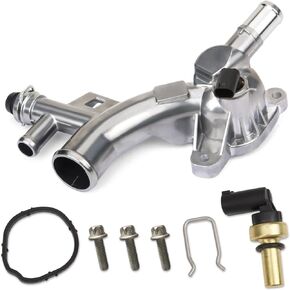 MITZONE Upgraded Aluminum Coolant Housing Water Outlet Compatible with 2011-2020 Chevrolet Cruze Sonic Trax Volt Buick Encore 1.4L with Inlet Hose and Oil Cooler Hose Replace 25193922 902-846