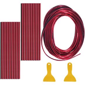 DaKuan 32 Feet Car Interior Trim Strips and 20 Pieces Car Air Conditioner Decoration Strip, Styling Dashboard Decorative with Installing Tool for Most Air Vent Outlet (Red)