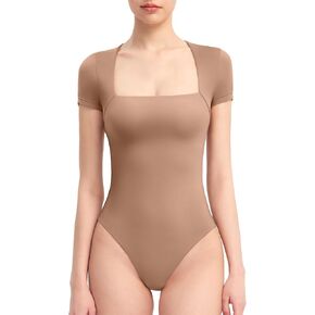 PUMIEY Women's Square Neck Short Sleeve Bodysuit T Shirts Tops For Women Trendy Smoke Cloud Pro Collection in Kuwait