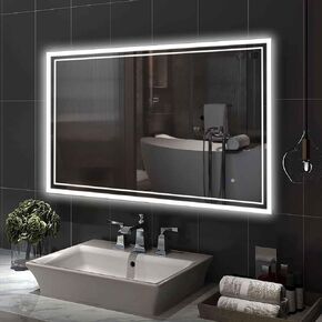LED Bathroom Mirror, 36x24 Inch Front and Backlit Lighted Vanity Mirror, Anti-Fog Dimmable 3 Colors CRI>90 Wall Mounted LED Mirror for Bathroom