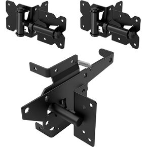 ZEKOO Stainless Steel Vinyl Fence Gate kit, Self Closing Gate Hinges and Latch, Rust Proof, Use for Vinyl Fence Gate and Wood Fences Gate, Heavy Duty 1 Gate Latch 2 Gate Hinges (White)