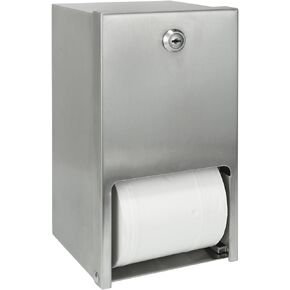 2 Roll Stainless Steel Commercial Toilet Paper Dispenser, Heavy Duty Wall Mount Tissue Holder with Lock for Restroom/Bathroom