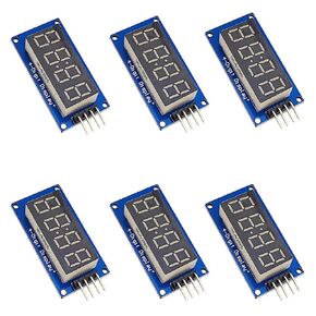 TM1637 0.36" 4 Bits 7-Segment Digital LED Display Module with Clock Display Common Anode Red Digital Tube Board for Arduino Raspberry Pi (6 Pack)