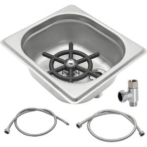 Pitcher Rinser, Espresso Rinser with Spray, Drain and Drip Tray, Stainless Steel Bar Glass Rinser for Sink, Cup Washer for Home Kitchen Hotel Cafe Restaurant (12.8x6.9x1.06 Inch)