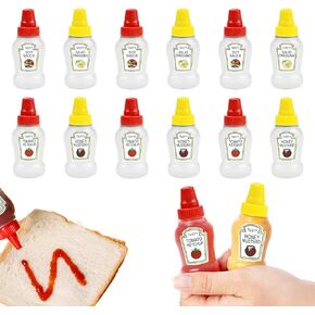 12 Pcs Mini Ketchup Bottles for Bento Box Accessories 25ml Condiment Squeeze Bottles Plastic Sauce Container for Sauce Condiment Honey Mustard Portable Lunch Box Dressing Dispensers