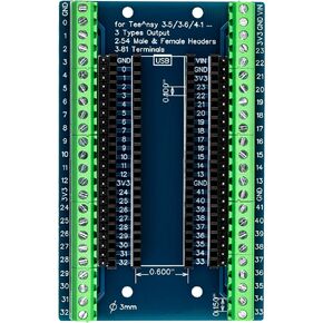 for Teensy 3.5/3.6/4.1 Module Breakout Board 48 Pin 3.81mm / 0.15" Screw Terminal Expansion Board 3 Types Output for Arduino