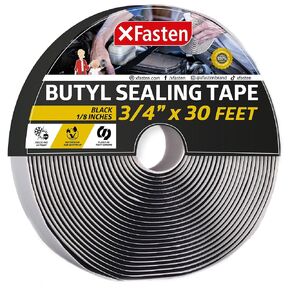 XFasten Butyl Tape Black 1/2" x 30’ x 1/8" Butyl Sealant Tape Headlight Sealant Putty Tape | Black Butyl Caulking Tape | Butyl Tape RV Putty Tape EPDM Automotive Butyl Rubber Window Sealant for RV