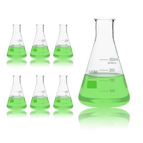 Utile 3pcs of Glass Erlenmeyer Flask Set, 250ml 500ml 1000ml Narrow Mouth Erlenmeyer Flasks, Borosilicate 3.3 Glass Conical Flasks for Laboratory,4016.9917.1