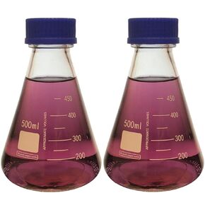1000ml Erlenmeyer Flask with Blue Screw Cap, Borosilicate Glass, Graduated (Single)