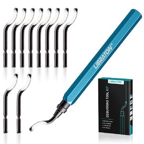 Libraton Deburring Tool with 11 High-Speed Steel Blades, 360 Degree Rotary Head, Professional Deburring Tool Kit Works on Metal, Resin, Aluminum, Copper, Plastic, 3D Printing, Wood
