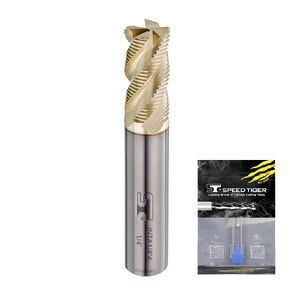 SPEED TIGER INTA Carbide Roughing End Mill - for Alloy Steels/Hardened Steels - Micro Grain Carbide End Mill - ZrN-A Coating - 4-Flute - INTA1/2"-4 (1 Piece, 1/2")
