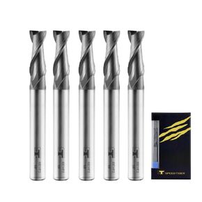 SPEED TIGER Micrograin Carbide Square End Mill - 2 Flute - ISE1/8"2T (5 Pieces, 1/8") - for Milling Alloy Steels, Hardened Steel, Metal & More – Mill Bits Sets for DIYers & Professionals