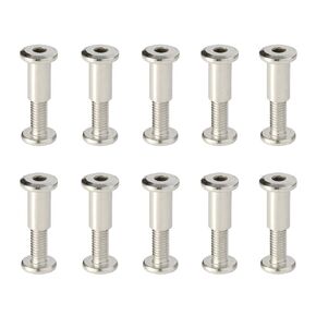 Screw Post Fit for 5/16" (8mm) Hole Dia, Male M6 x 30mm Belt Buckle Binding Bolts Furniture Screws, 304 Stainless Steel 18-8, 10 Sets