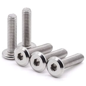 Glvaner M6-1.0 x 50mm Binding Screws Furniure Screws, Connection Bolt, Flat Round Head Socket Head Cap Screws, 304 Stainless Steel 18-8 Full Thread, 20 pcs
