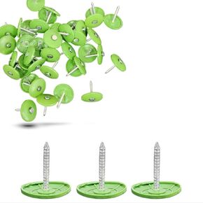 250 Pack - Lime Green Round Plastic Cap Nail 1 Inch Roofing Nails Galvanized Tar Paper Nails for House Wrap Fastening Foam Board Roofing Felt Insulation Film MLV Quiet Noise Barriers (250)